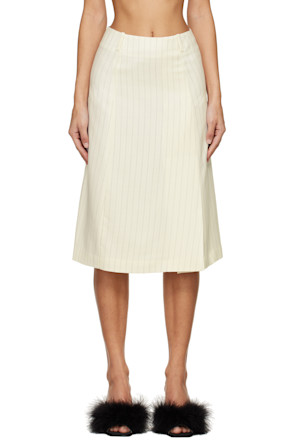 Off-White Pin Stripe Midi Skirt