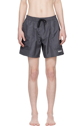 Gray Barocco Reversible Swim Shorts