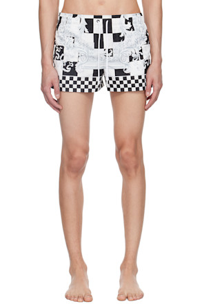 Black & White Medusa Contrasto Swim Shorts