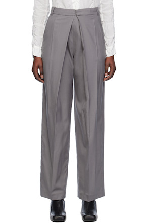 Gray Wide-Leg Trousers