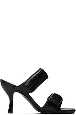 Black Perni 03 Croc Heeled Sandals