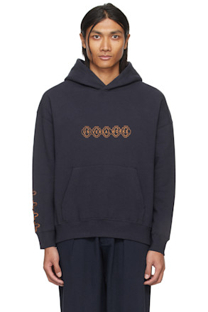 Navy Printed Hoodie