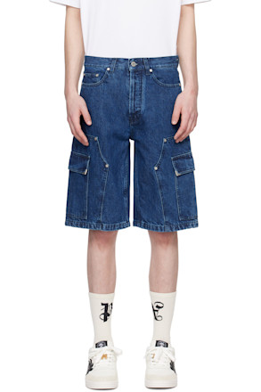 Indigo Monogram Workwear Denim Shorts