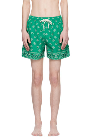 Green Paisley Swim Shorts