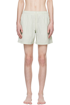 Green Embroidered Swim Shorts