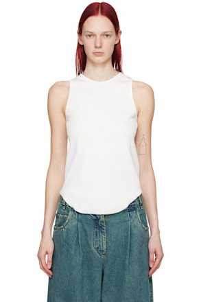 White Raw Edge Tank Top