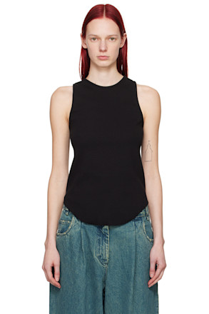Black Raw Edge Tank Top