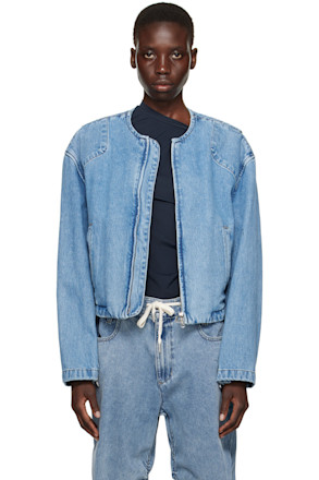 Blue Crewneck Denim Jacket