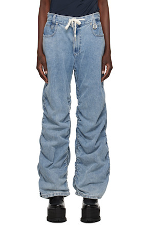 Blue Shirring Jeans
