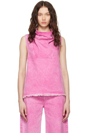 Pink Cowl Denim Tank Top