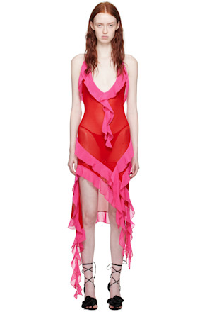 Red Ruffle Midi Dress