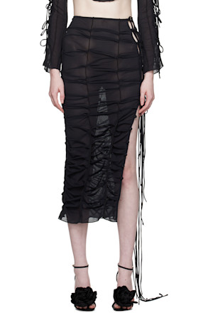 Black Gathered Maxi Skirt