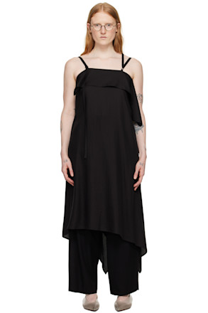 Black Lace-Up Midi Dress