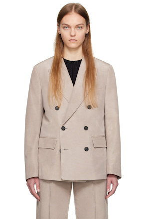 Beige Double-Breasted Blazer