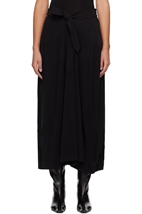 Black Self-Tie Maxi Skirt