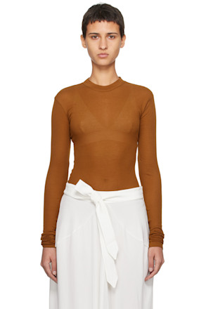 Brown Crewneck Long Sleeve T-Shirt