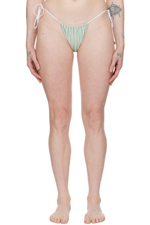 Green & White Woods Reversible Bikini Bottom