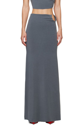 Gray O-ring Maxi Skirt