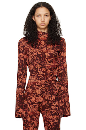 Brown & Orange Asymmetric Blouse