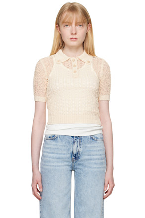 Beige Net Crop Polo