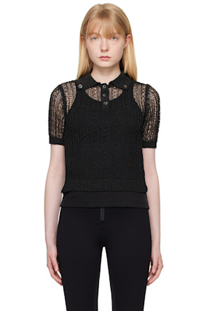 Black Net Crop Polo
