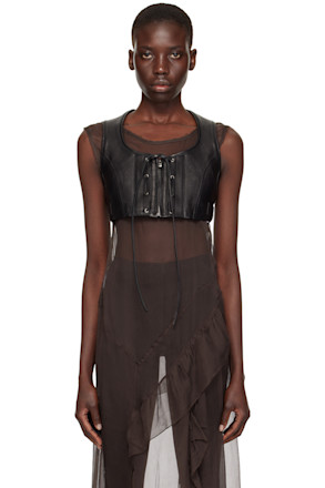 Black Motorcycle Bustier Vest