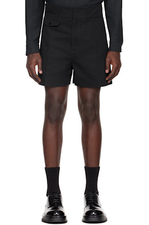 Navy Pin Tuck Shorts