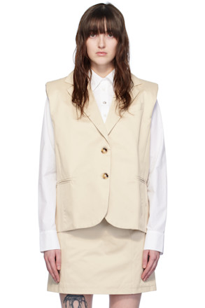 Beige Sleeveless Blazer