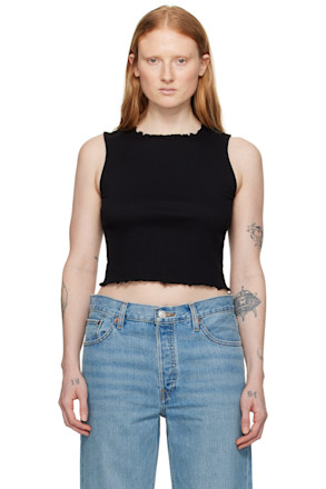 Black Crinkle Tank Top