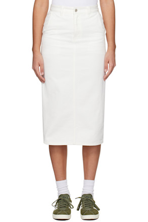 White H-Line Denim Midi Skirt