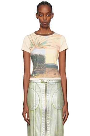 Beige Printed T-Shirt
