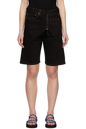 Black Upcycled Denim Shorts