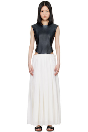 Black & White Mina Leather Maxi Dress