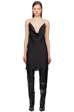 Black Invisible Strap Minidress