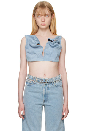 Blue Scrunched Denim Bralette