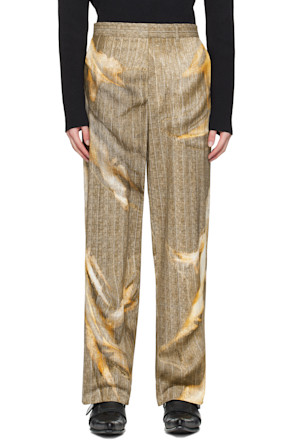 Beige Printed Trousers