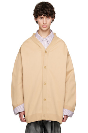 Beige Dropped Shoulder Cardigan