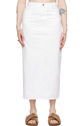 White Sera Denim Midi Skirt