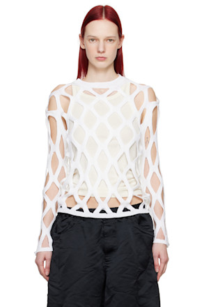 White Cutout Sweater