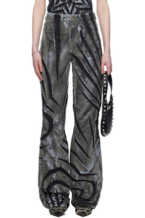 Black & Gray Flocked Jeans