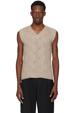 Beige V-Neck Vest