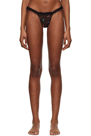 Black Love Ruffled Thong