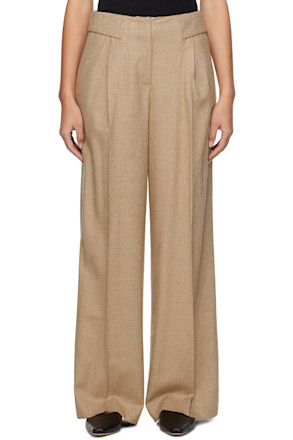 Beige Wide-Leg Trousers