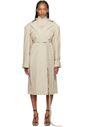 Beige Oren Trench Coat & Tank Top Set