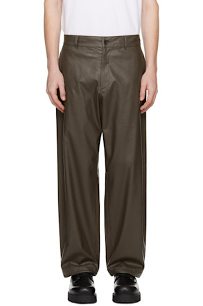Brown Wide Faux-Leather Trousers