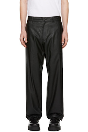 Black Wide Faux-Leather Trousers