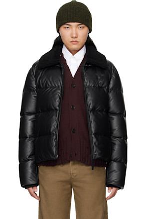 Black Kyrie Down Leather Jacket