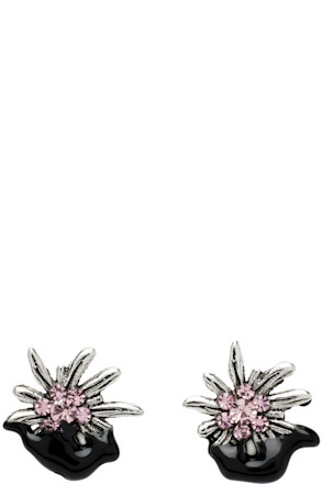 Silver & Black Dipped Edelweiss Stud Earrings