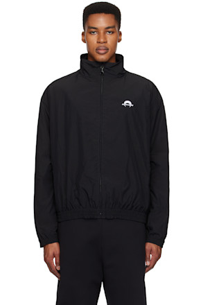 Black 'MS Sport' Nylon Track Jacket