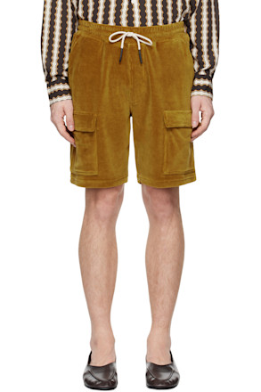 Yellow Velour Cargo Shorts